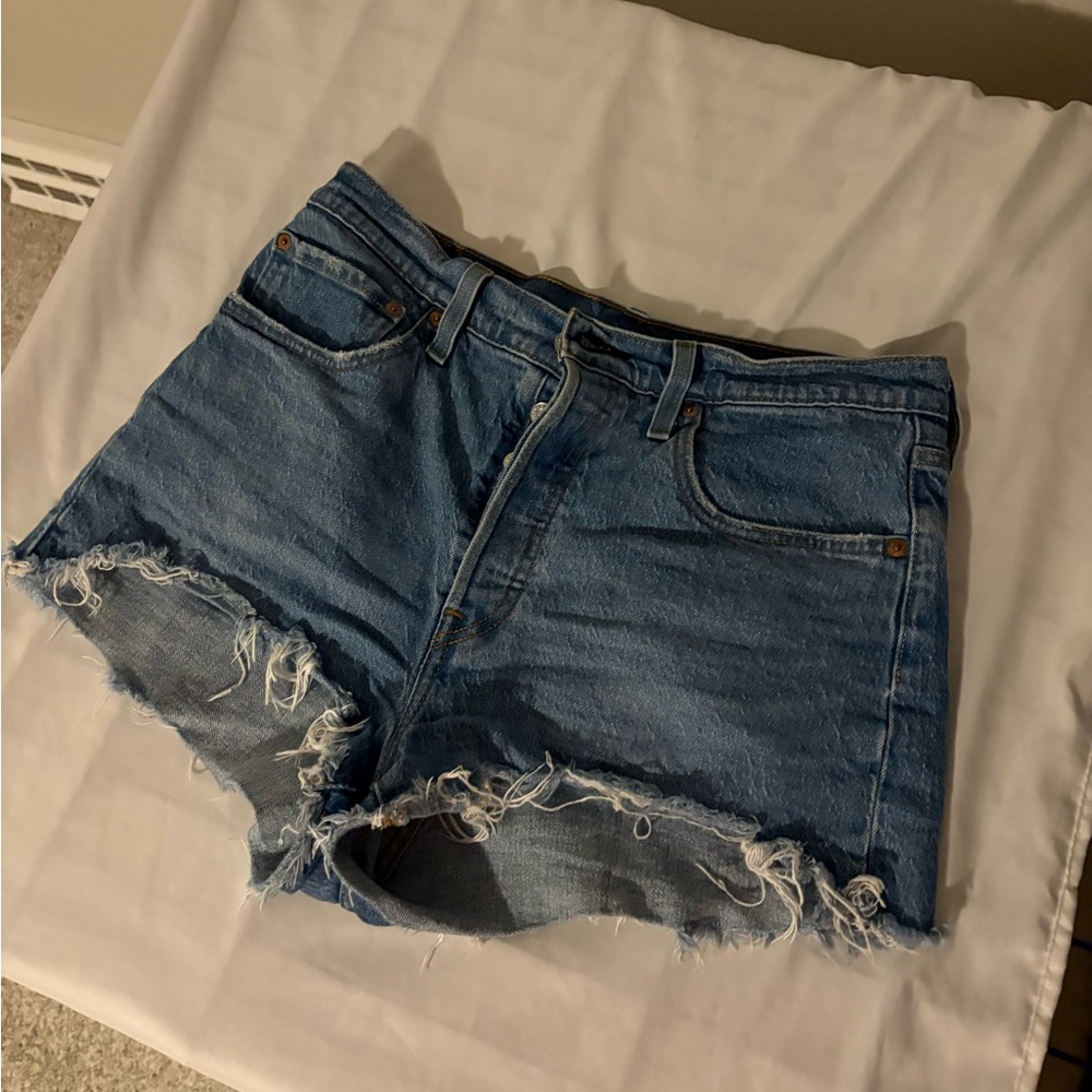 Levi's Blue Distressed Jean Shorts
